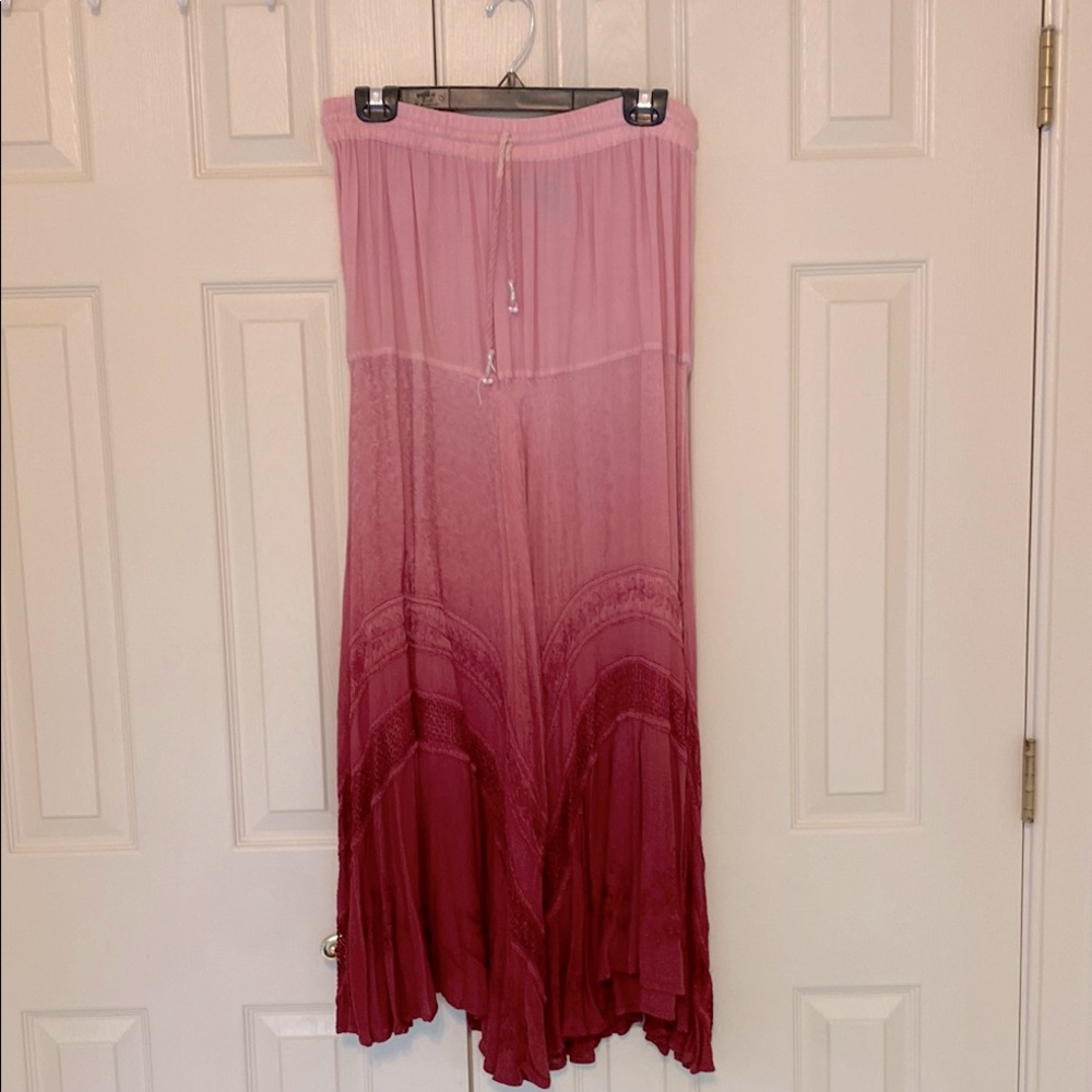 First Vision by Shirin Boho EUC Ombre Skirt Free Size pink burgundy Rose